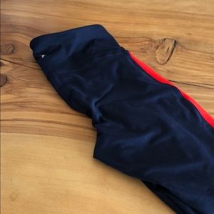 Never worn navy and red leggings